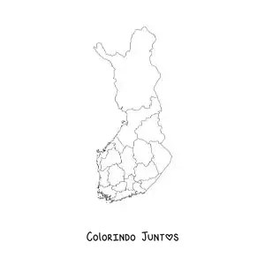Desenho para colorir de mapa político da Finlândia