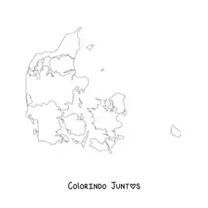 Desenho para colorir de mapa político da Dinamarca