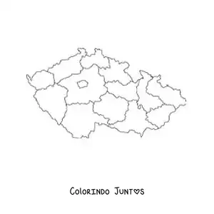 Desenho para colorir de mapa político da República Tcheca