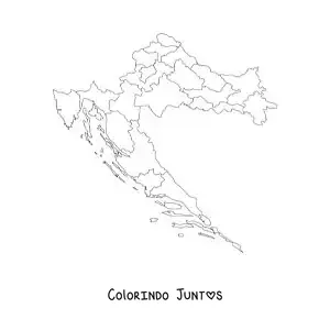Desenho para colorir de mapa político da Croácia