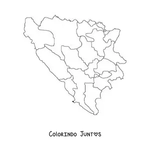 Desenho para colorir de mapa político da Bósnia e Herzegovina