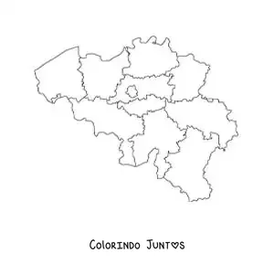 Desenho para colorir de mapa político da Bélgica