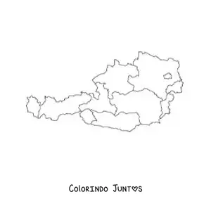 Desenho para colorir de mapa político da Áustria