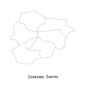 Desenho para colorir de mapa político de Andorra