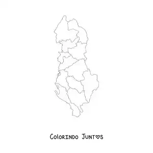 Desenho para colorir de mapa político da Albânia