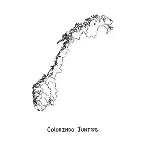 Desenho para colorir de mapa político da Noruega