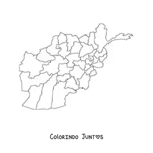 Desenho para colorir de mapa político do Afeganistão