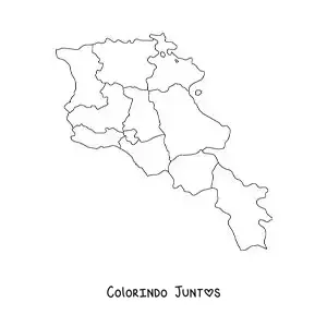 Desenho para colorir de mapa político da Armênia