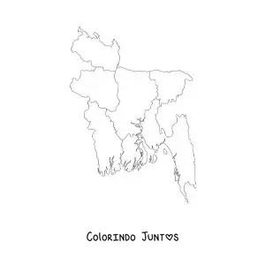 Desenho para colorir de mapa político de Bangladesh