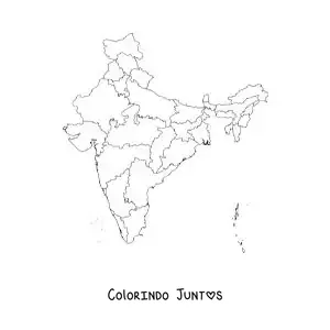 Desenho para colorir de mapa político da Índia
