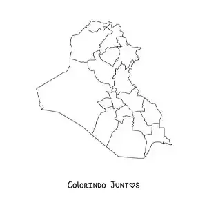 Desenho para colorir de mapa político do Iraque