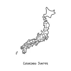 Desenho para colorir de mapa político do Japão