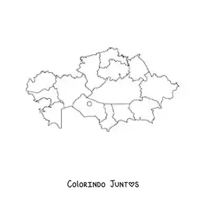Desenho para colorir de mapa político do Cazaquistão