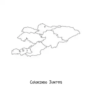 Desenho para colorir de mapa político do Quirguistão