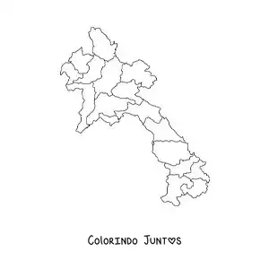 Desenho para colorir de mapa político do Laos