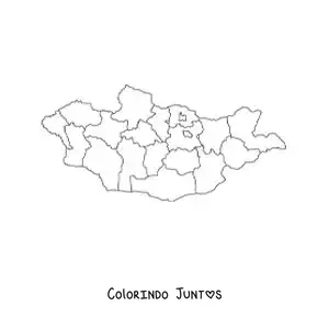 Desenho para colorir de mapa político da Mongólia