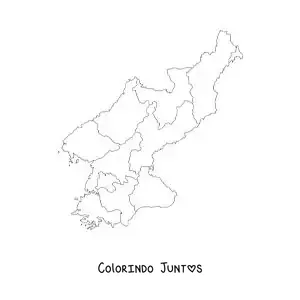 Desenho para colorir de mapa político da Coreia do Norte
