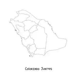 Desenho para colorir de mapa político da Arábia Saudita