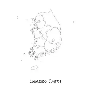 Desenho para colorir de mapa político da Coreia do Sul