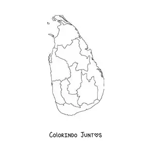 Desenho para colorir de mapa político do Sri Lanka