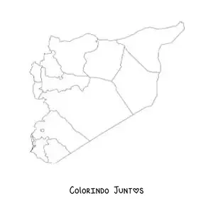 Desenho para colorir de mapa político da Síria