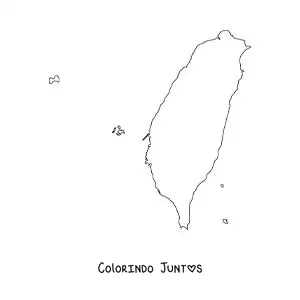 Desenho para colorir de mapa político de Taiwan