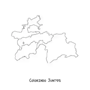 Desenho para colorir de mapa político do Tajiquistão