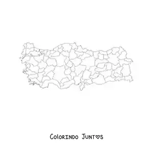 Desenho para colorir de mapa político da Turquia