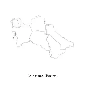 Desenho para colorir de mapa político do Turcomenistão