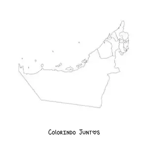 Desenho para colorir de mapa político dos Emirados Árabes Unidos