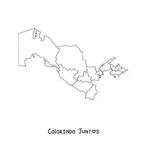 Desenho para colorir de mapa político do Uzbequistão