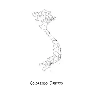 Desenho para colorir de mapa político do Vietnã