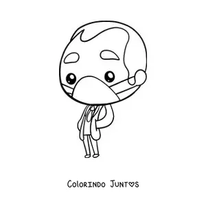 Desenho para colorir de um medico kawaii de jaleco e mascara
