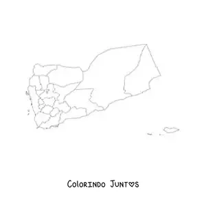 Desenho para colorir de mapa político do Iêmen