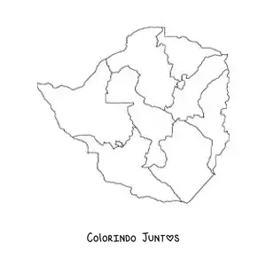 Desenho para colorir de mapa político do Zimbábue