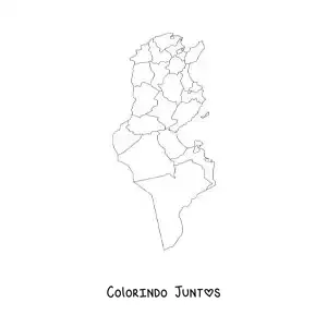 Desenho para colorir de mapa político da Tunísia