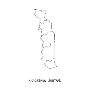 Desenho para colorir de mapa político do Togo