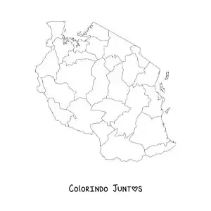 Desenho para colorir de mapa político da Tanzânia