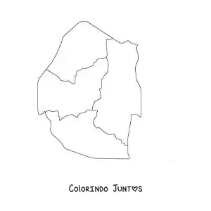 Desenho para colorir de mapa político de Essuatíni