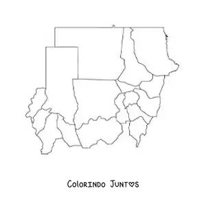 Desenho para colorir de mapa político do Sudão
