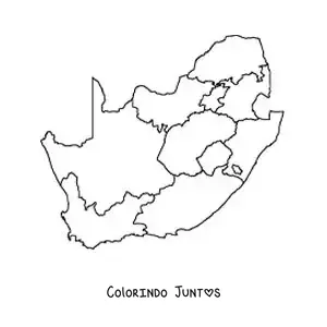 Desenho para colorir de mapa político da África do Sul