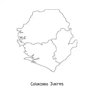 Desenho para colorir de mapa político de Serra Leoa
