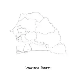 Desenho para colorir de mapa político do Senegal