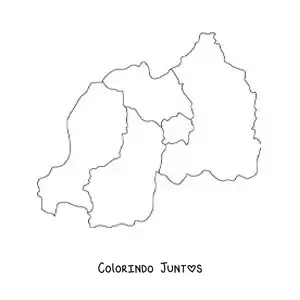 Desenho para colorir de mapa político de Ruanda