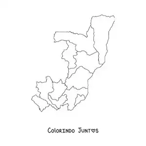 Desenho para colorir de mapa político do Congo