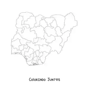 Desenho para colorir de mapa político da Nigéria