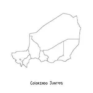 Desenho para colorir de mapa político do Níger