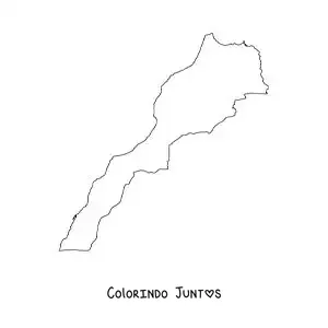 Desenho para colorir de mapa político de Marrocos
