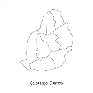 Desenho para colorir de mapa político de Maurício