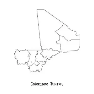 Desenho para colorir de mapa político do Mali